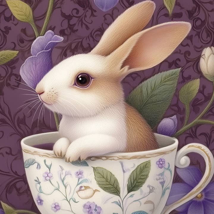 Fripperies - Wholesale Postcard - Animal Tea Time: Rabbit | Card Fripperies
