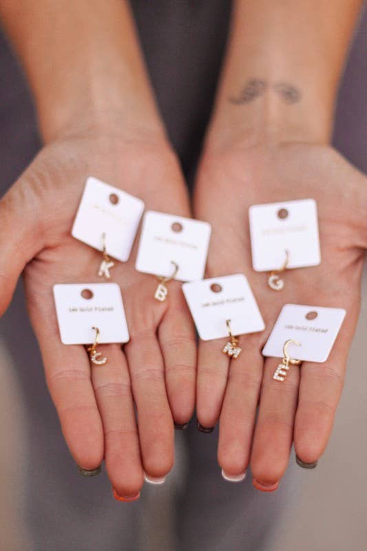 Gold Pave Drop 14k Initial Earrings for wholesale on Faire5