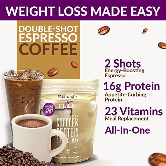 CLICK Coffee Protein Drink - Wholesale Protein/Superfood Powder - CLICK Coffee Protein Powder Meal Replacement, Vanilla Latte2
