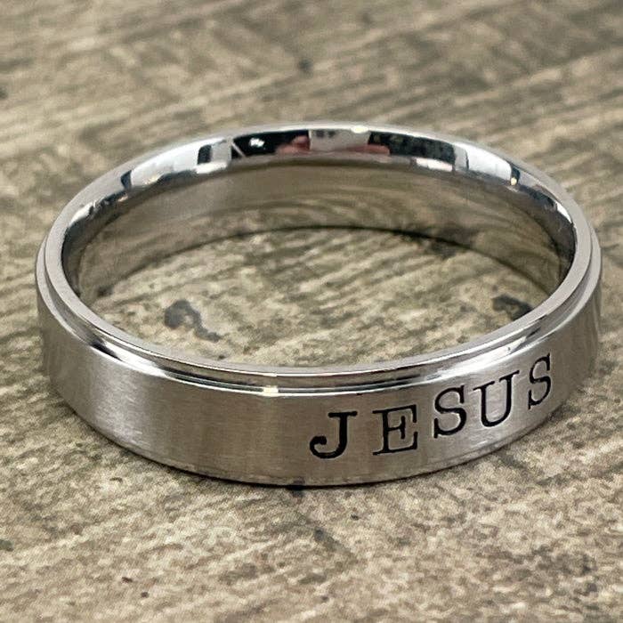 Forgiven Jewelry - Wholesale Band/Stacked Ring - Jesus Hand Stamped Stainless Steel Band Ring1