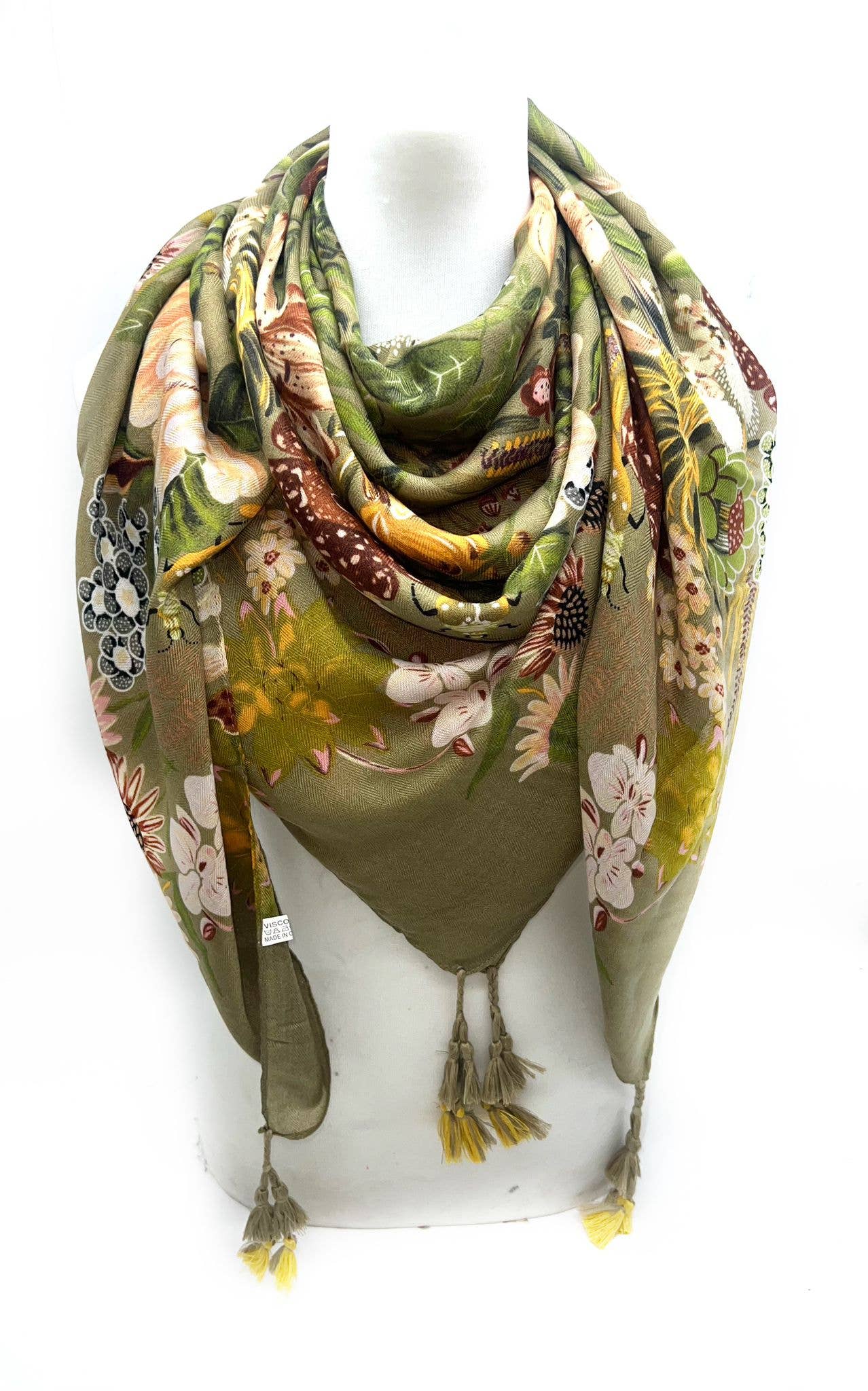 LINETA – Großhandel Schal – Damen – JZ-365-A1 Großes quadratisches Tuch mit Quaste4