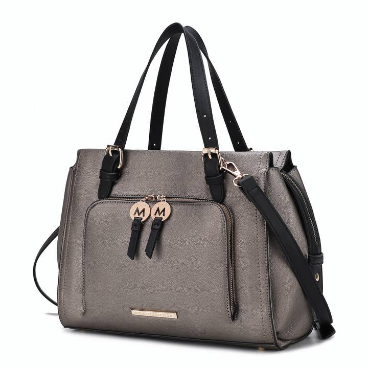 MKF Collection - Venta al por mayor Bolso con correa - Mujer - Bolso tipo cartera Elise de piel vegana con bloques de color para mujer de Mia k9