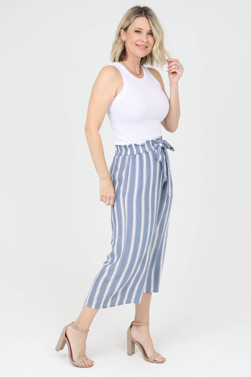 Nostalgia - Wholesale Pants - Women's - N5D09-RM42 STRIPED CROP LENGTH WIDE LEG PANTS1