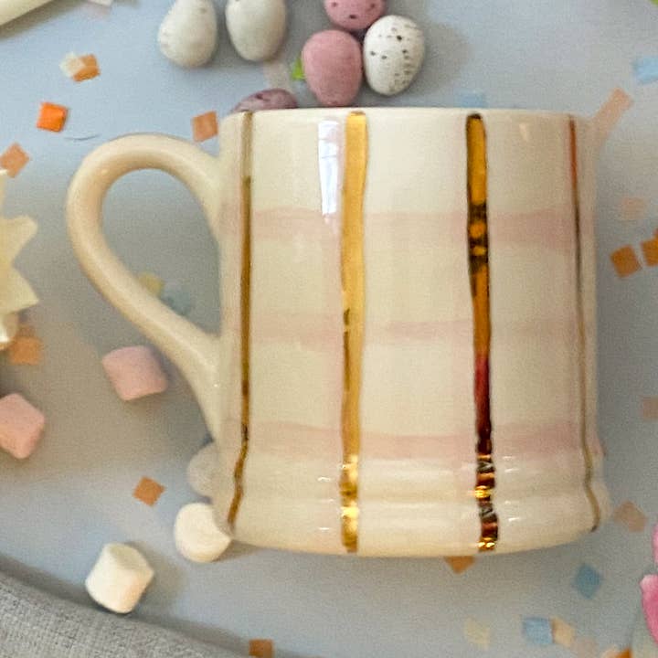 Candy Stripe Pink Mug for wholesale by Jayne Redmond Handmade