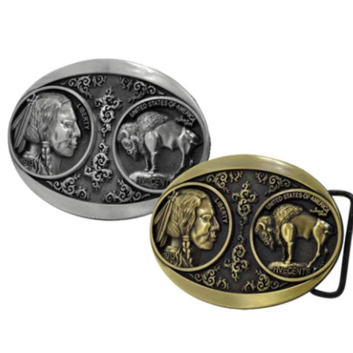 SimpleNGreat - Wholesale Belt Buckle - Men's - Buffalo Coin Indian Western Cowboy Belt Buckle 1438