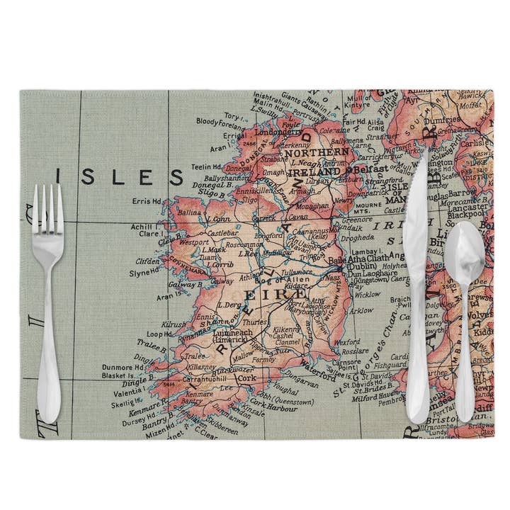 Ireland Map Placemat Set of 4 Dining Table Placemats for wholesale by Daisy Mae Designs