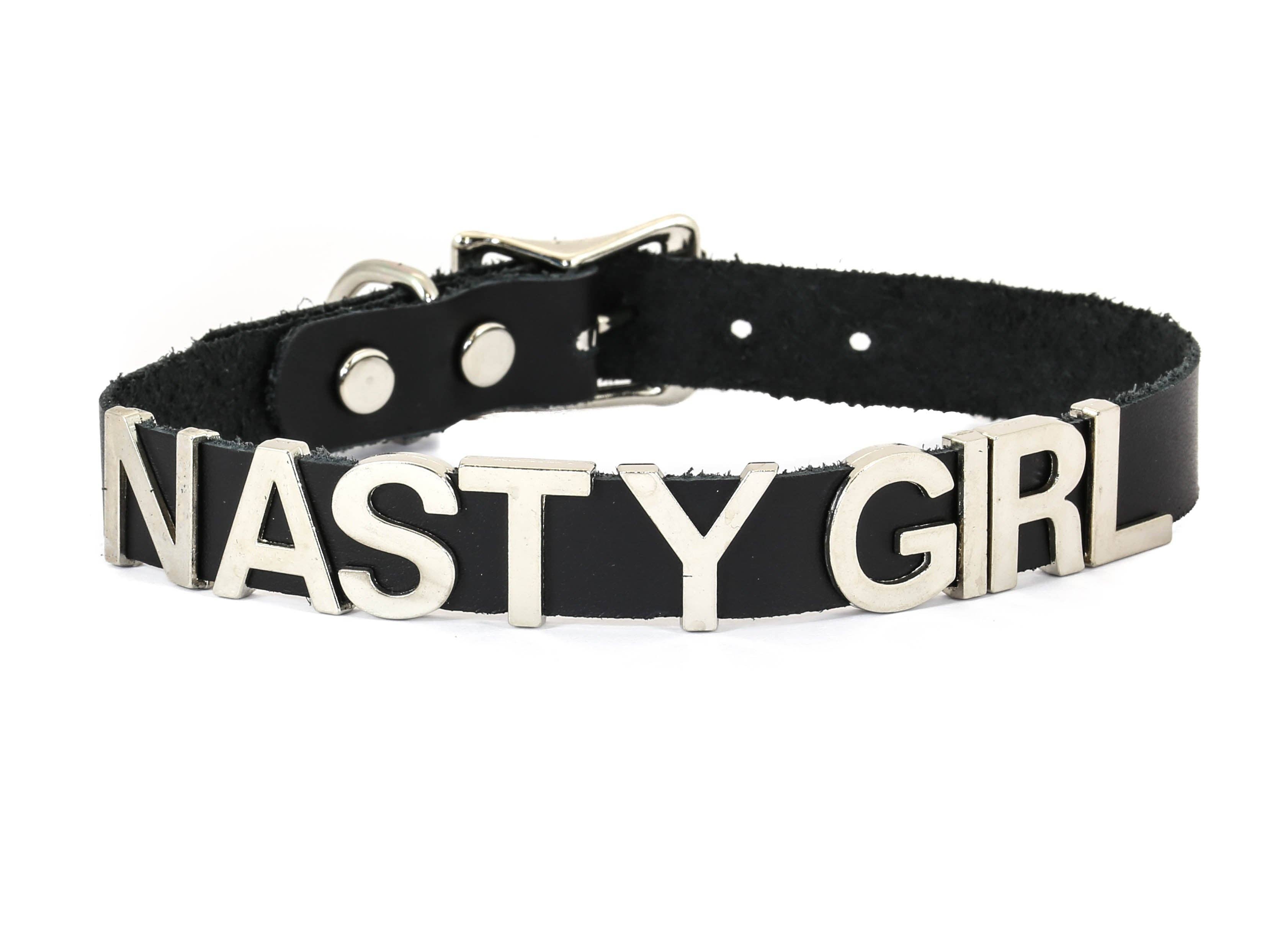 Funk Plus - Wholesale Choker/Collar - FC291 GENUINE LEATHER STAINLESS STEEL LETTER NAME FETISH  CHOKER18