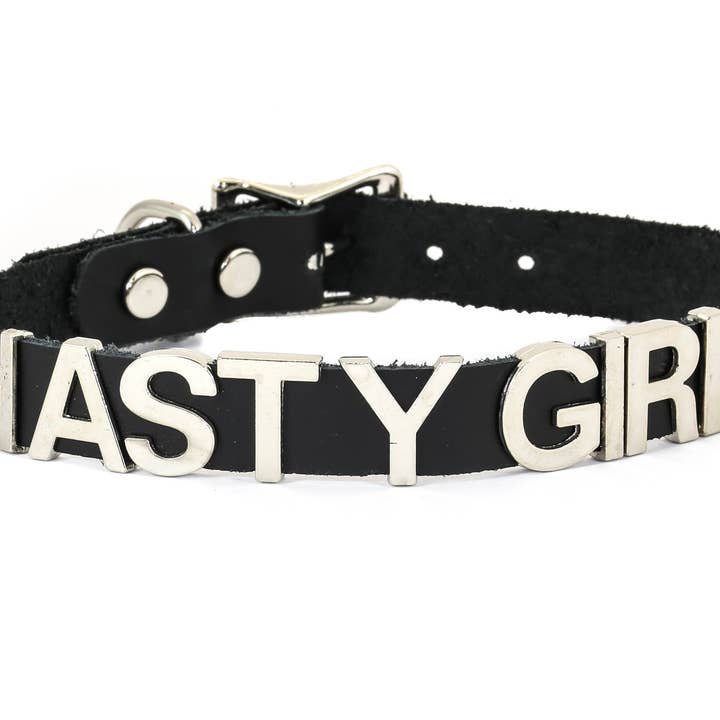 Funk Plus - Wholesale Choker/Collar - FC291 GENUINE LEATHER STAINLESS STEEL LETTER NAME FETISH CHOKER18