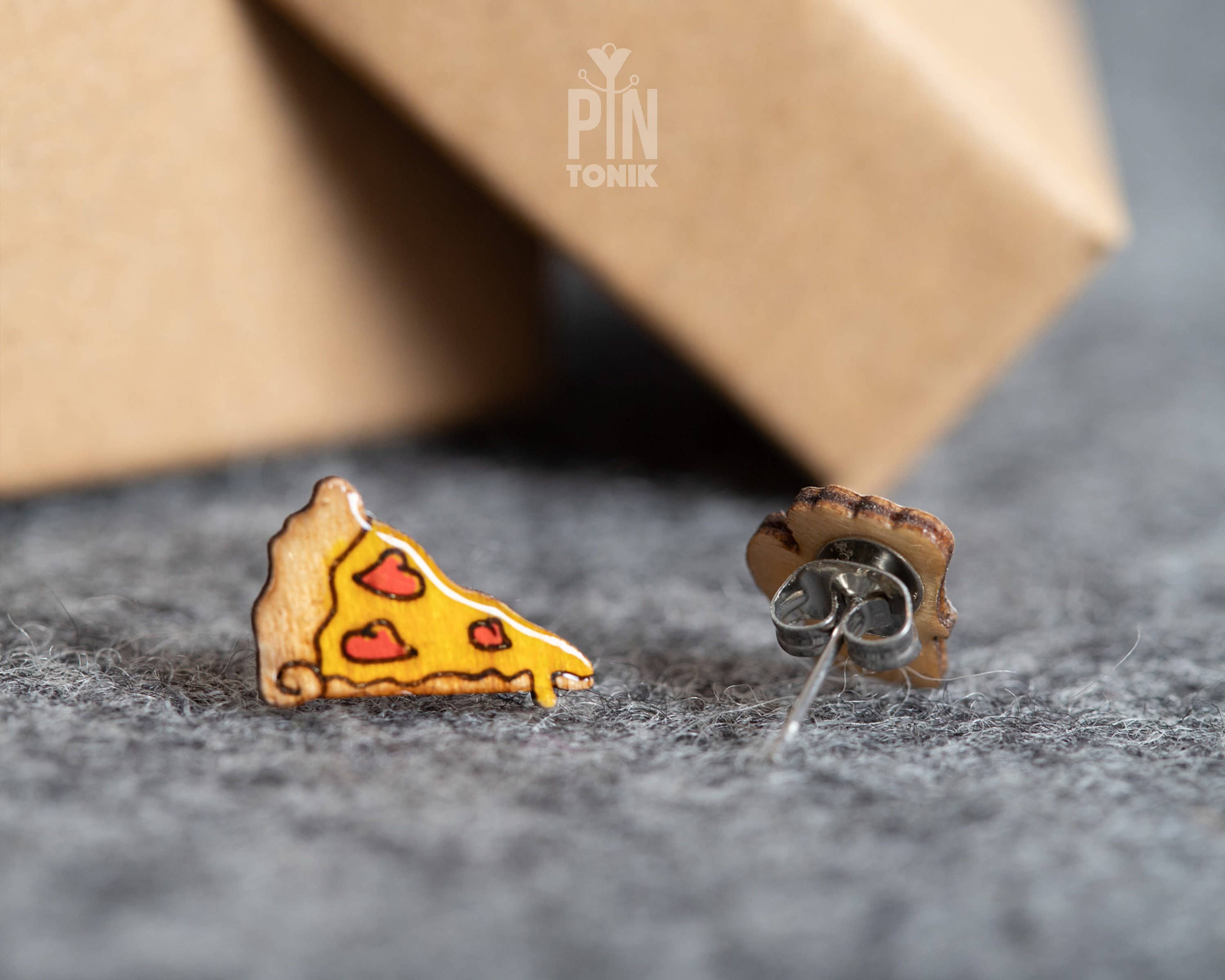 PinTonik - Wholesale Stud/Post Earrings - Quirky Pizza and Beer Stud Earrings - Octoberfest Gifts1