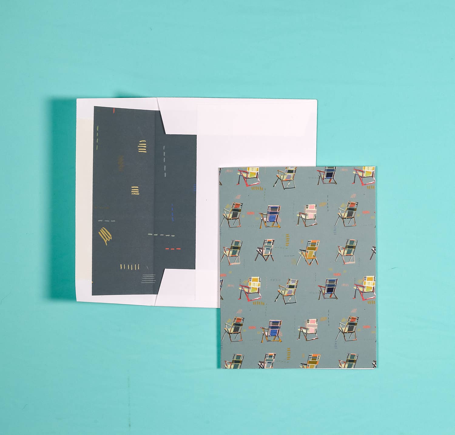 Kristin Cronic Studio - Wholesale Stationery/Notecard Set - Set of Eight "Happy Place"  Greeting Cards | Teal Color1