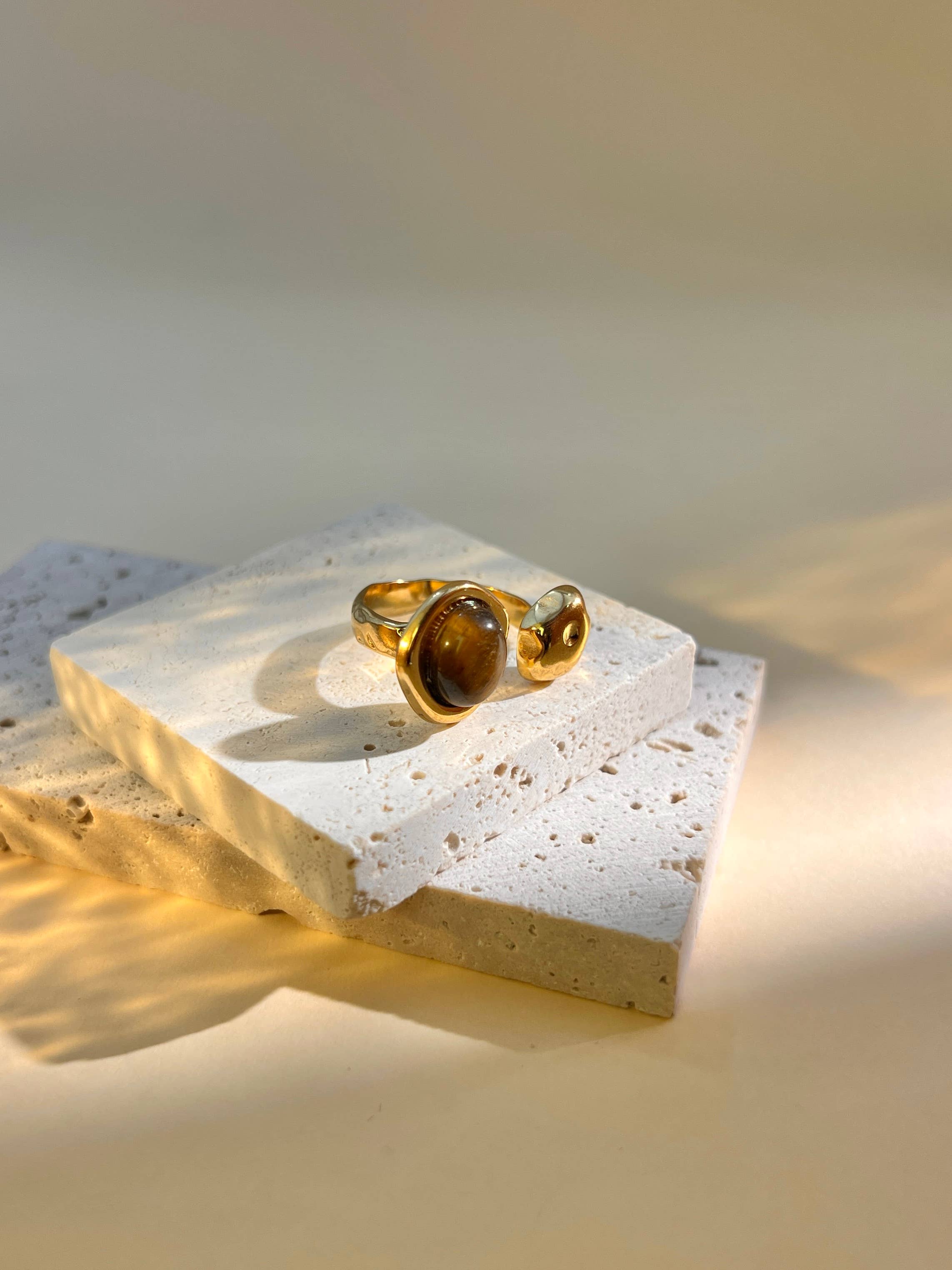 COSMOS - Wholesale Single Stone/Solitaire Ring - Adjustable stainless steel and natural stone ring2