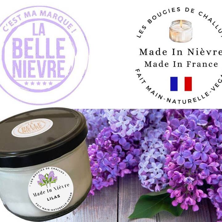 “LILAC” CANDLE MADE IN NIÈVRE for wholesale by LES BOUGIES DE CHALLUY