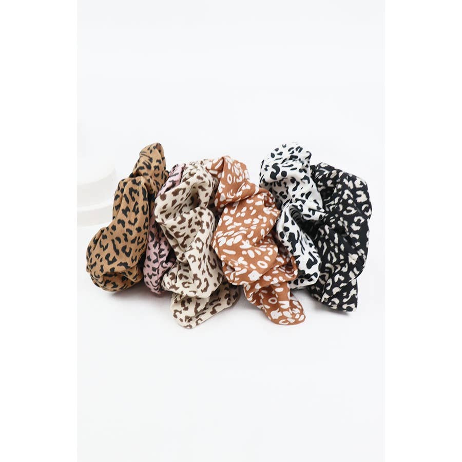 MIX COLOR Large Leopard Scrunchie Set for wholesale on Faire5