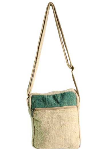 Hemp Cotton Buckle Crossbody Bag - Green Stonewashed Cotton for wholesale by Earth Divas