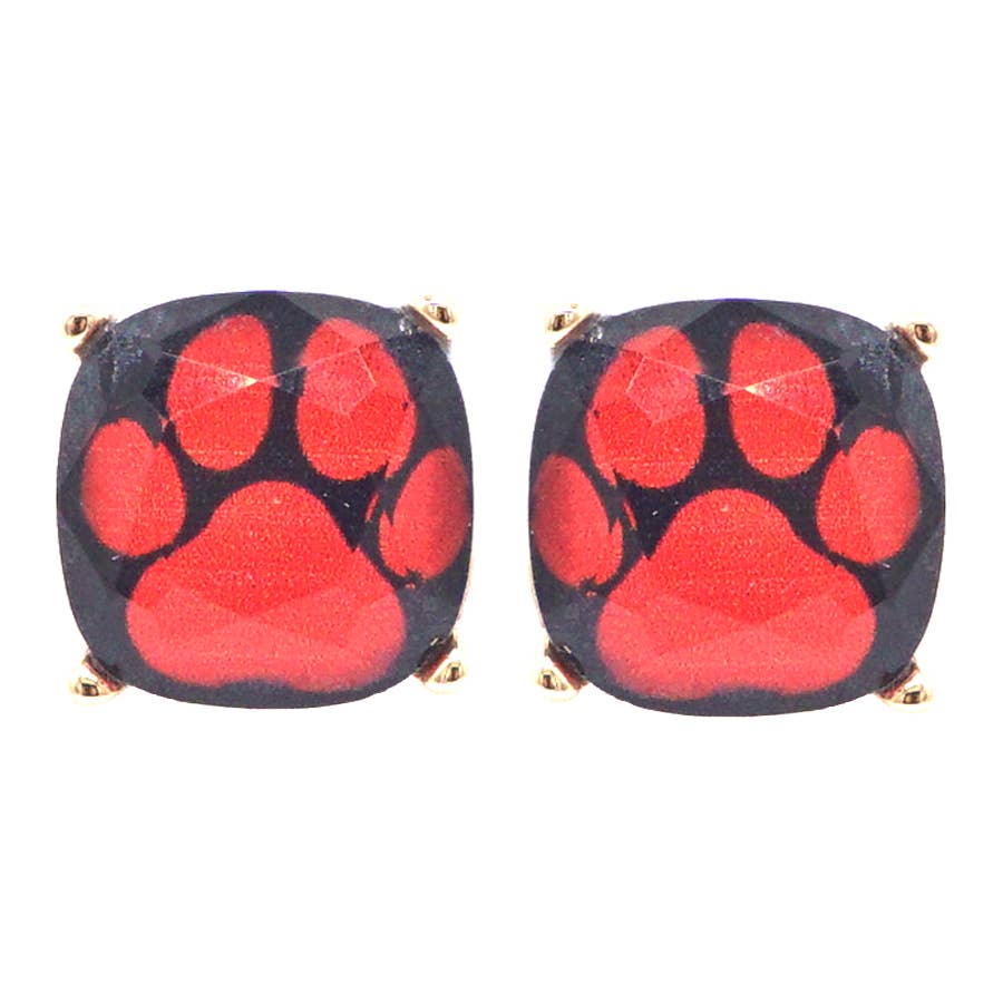 JHP Collection - Wholesale Stud/Post Earrings - DOG PAW PRINT CUSHION CUT EPOXY STUD EARRING22