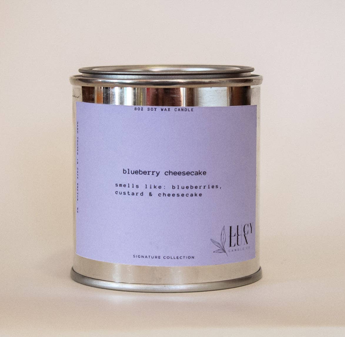 Lucy Lux Candle Company – Engroshandel Glaslys – blåbær cheesecake 8oz stearinlys