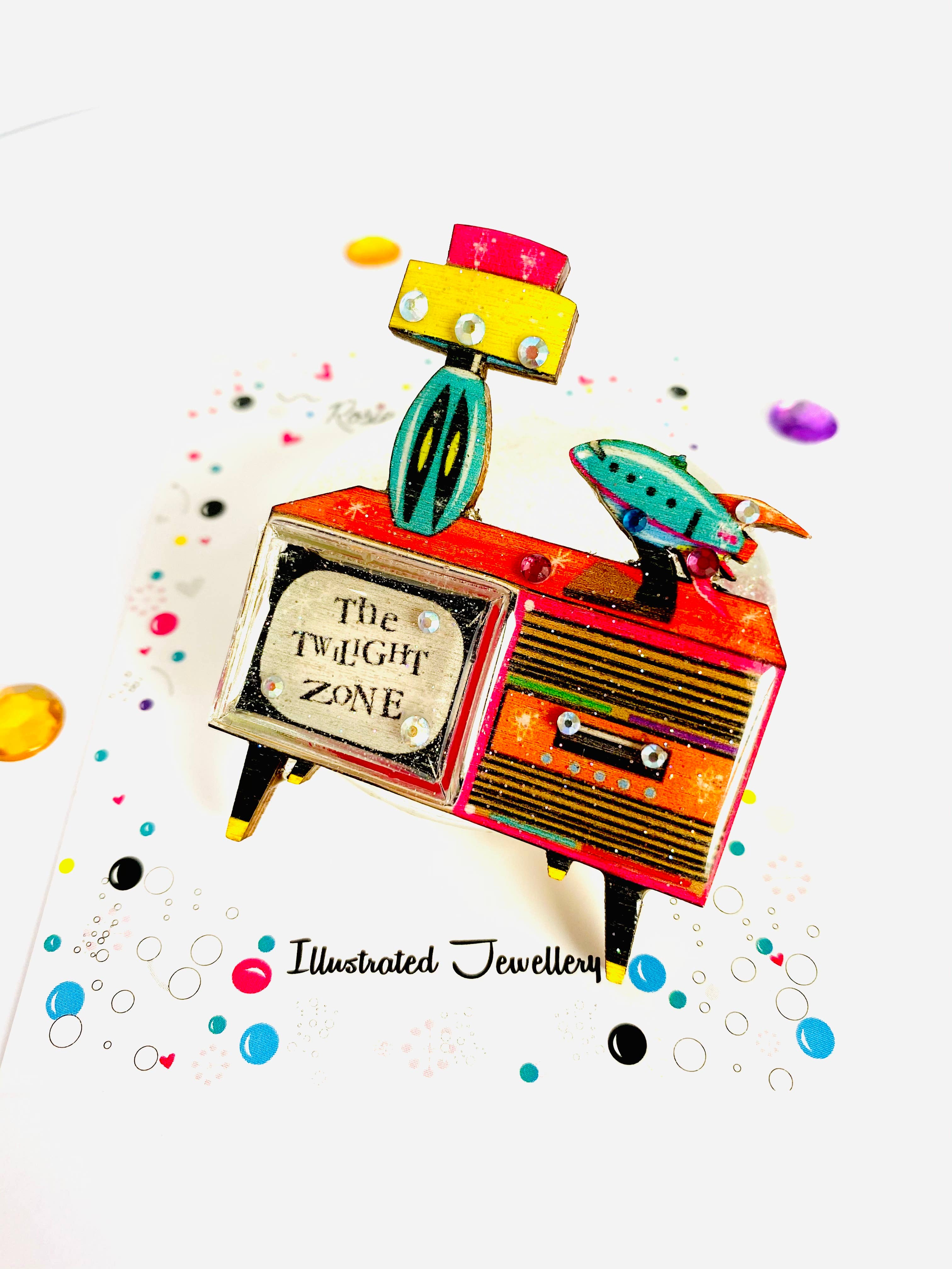 Rosie Rose Parker - Wholesale Brooch - Retro tv brooch colourful summer brooch statement unusual13