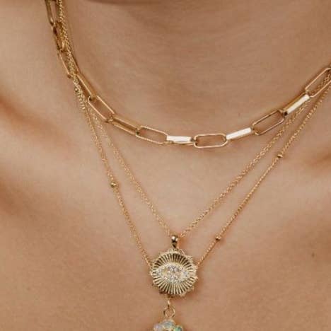 HoopLa - Wholesale Pendant/Charm Necklace - See- Evil Eye SunRay Pendant Necklace- Steel Waterproof