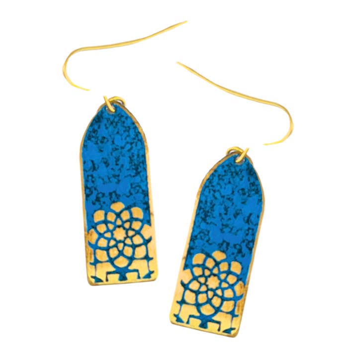 Pia earrings, blue for wholesale by Daughters of the Ganges
