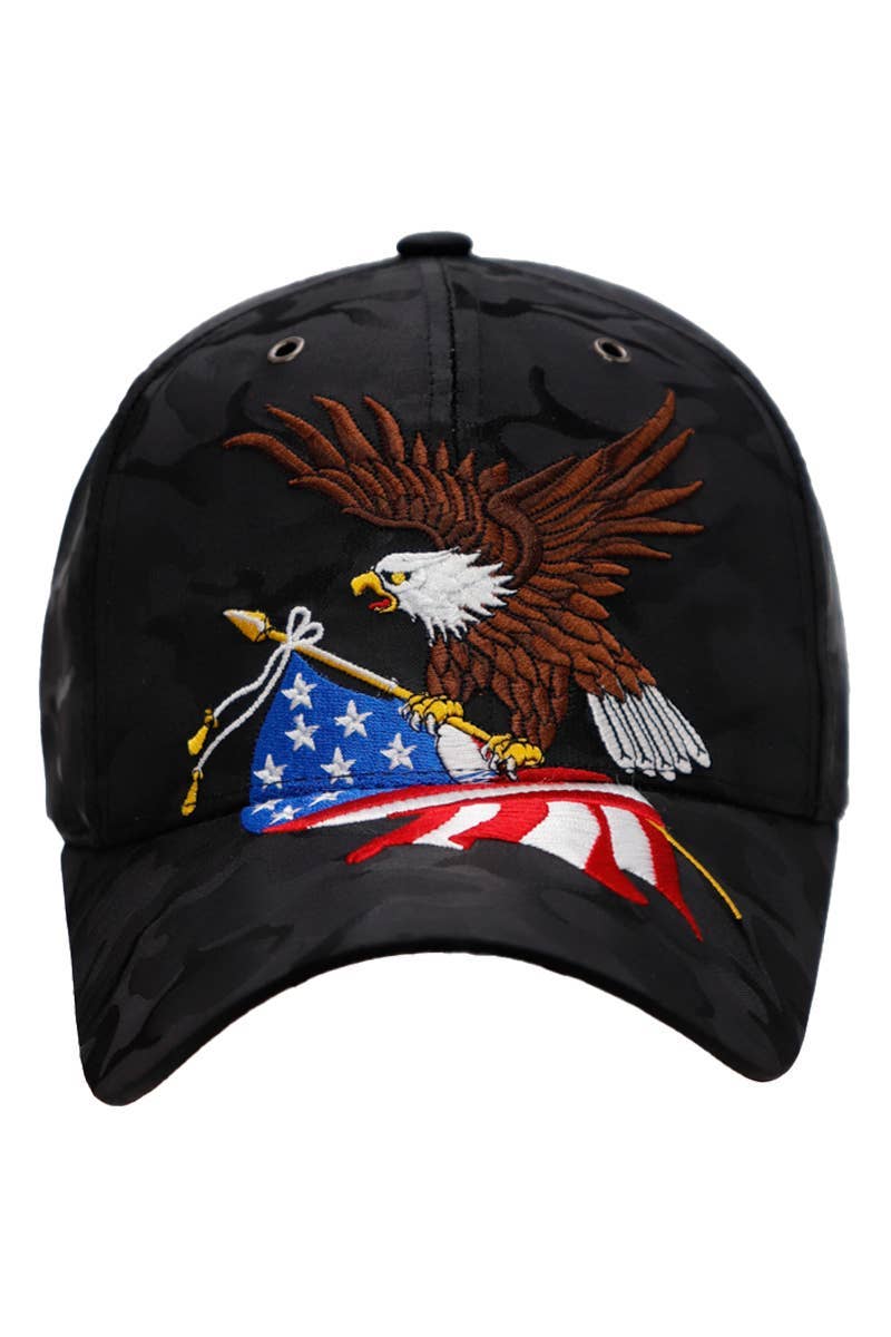 Cap Zone - Wholesale Baseball Cap - Unisex - American Flag Bald Eagle Nylon Camo Baseball Cap1