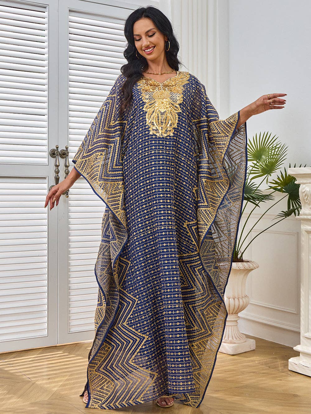 Blue 2025 NEW Dubai Abaya Dress Embroidered Elegance for wholesale on Faire5