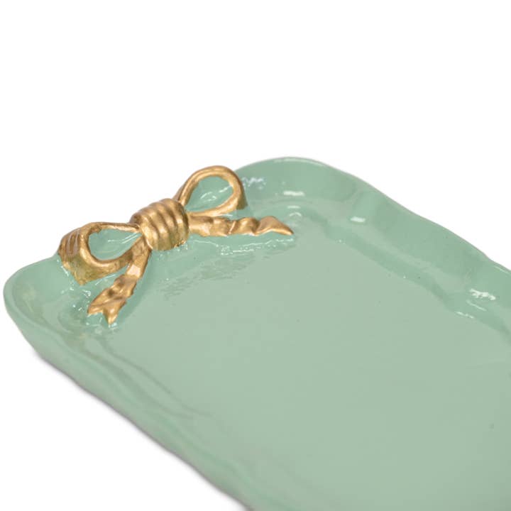 Cheungs Home Decor - Wholesale Decorative Tray - Lynza Teal & Gold Ribbon Themed Cast Iron Catchall Tray6