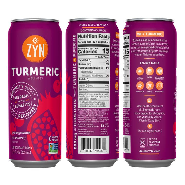 ZYN-Immunity & Recovery - Wholesale Wellness Juice/Tonic - Immunity & Recovery Turmeric Wellness Drinks - Pom Cranberry2