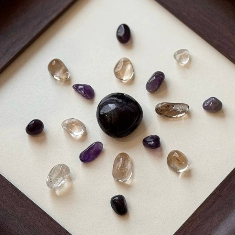 Auris Space - Wholesale DIY Craft Kit - Crystal Grid Wall Decals  Amythest and  Clear Quartz DIY set1