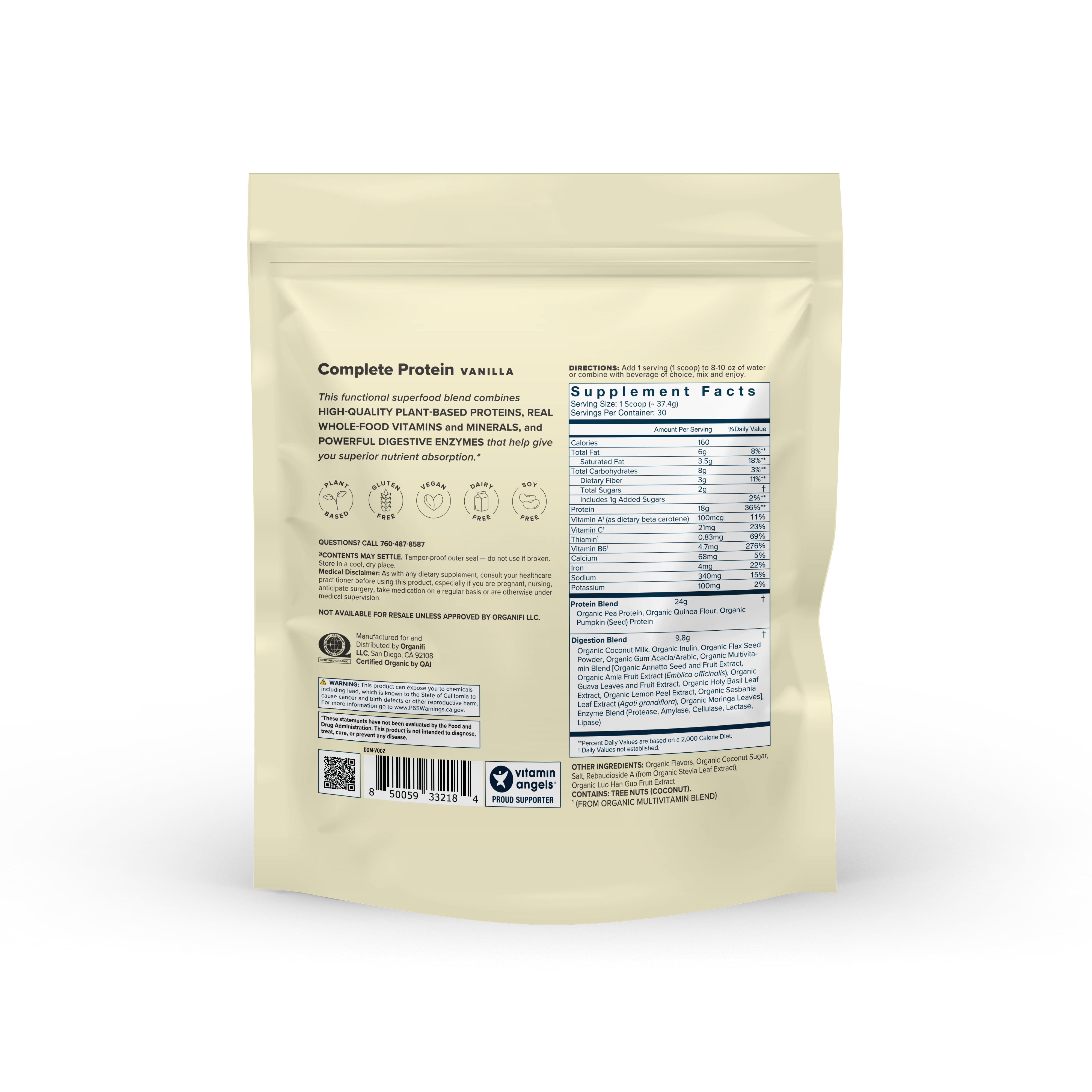 Organifi - Wholesale Proteïne/superfoodpoeder - Vanille Proteïne - Biologisch, Plantaardig met Spijsverteringsenzymen1