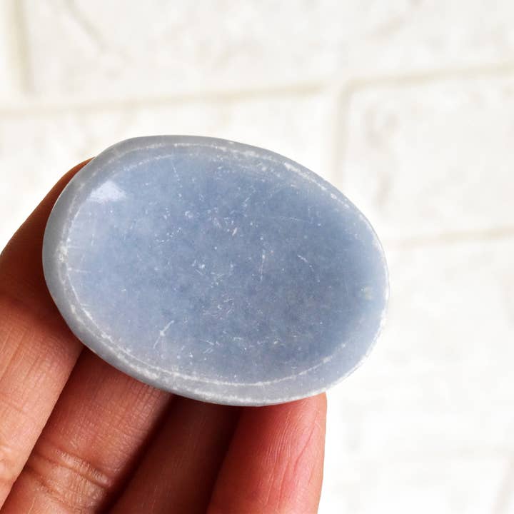 Soothing Crystals - Wholesale Spiritual Stone/Crystal - Lot of 20Pcs Angelite Worry Stones, Crystals of Healing1