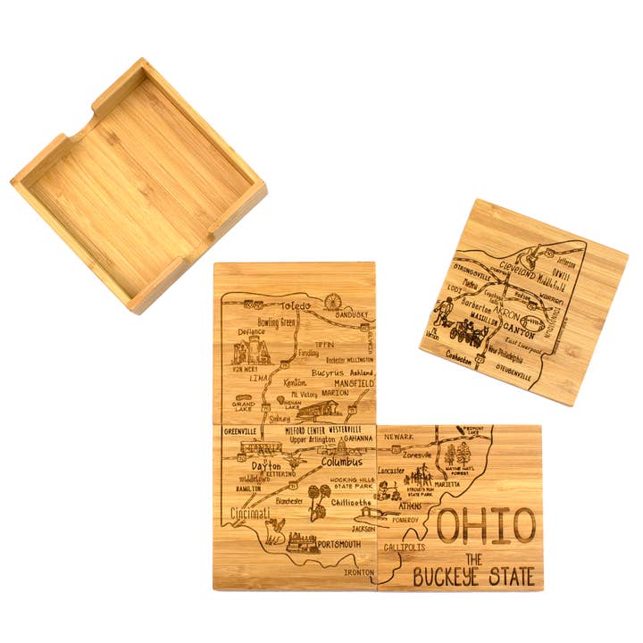 Totally Bamboo – wholesale Underlägg – Ohio Puzzle 4-Pc. Glasunderlägg med fodral
