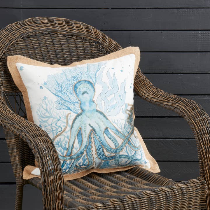 Bleu Marine Coussin Poulpe Extérieur Fantaisiste en vente sur Faire