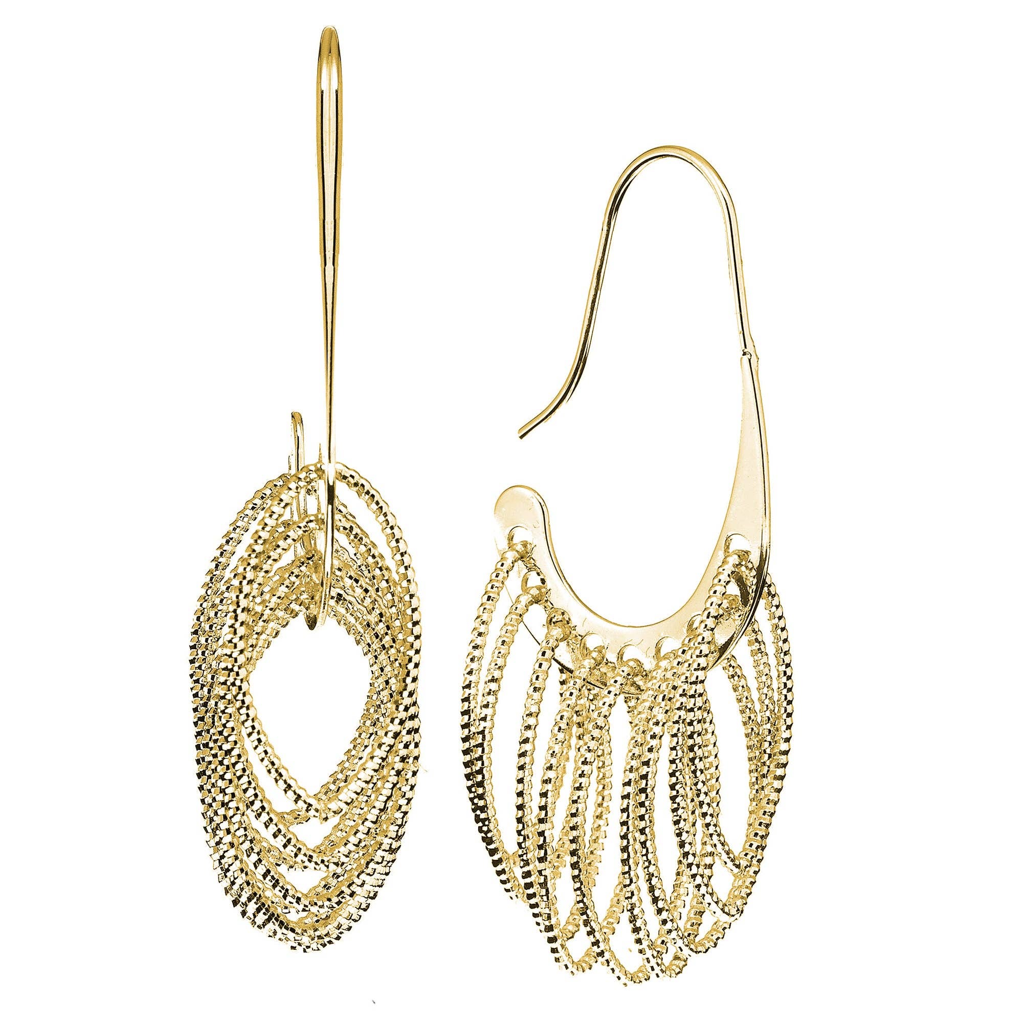 Luxe on Main LLC - Wholesale Dangle Earrings - Gold Plated Dangle Earrings with Oval Beaded Links0