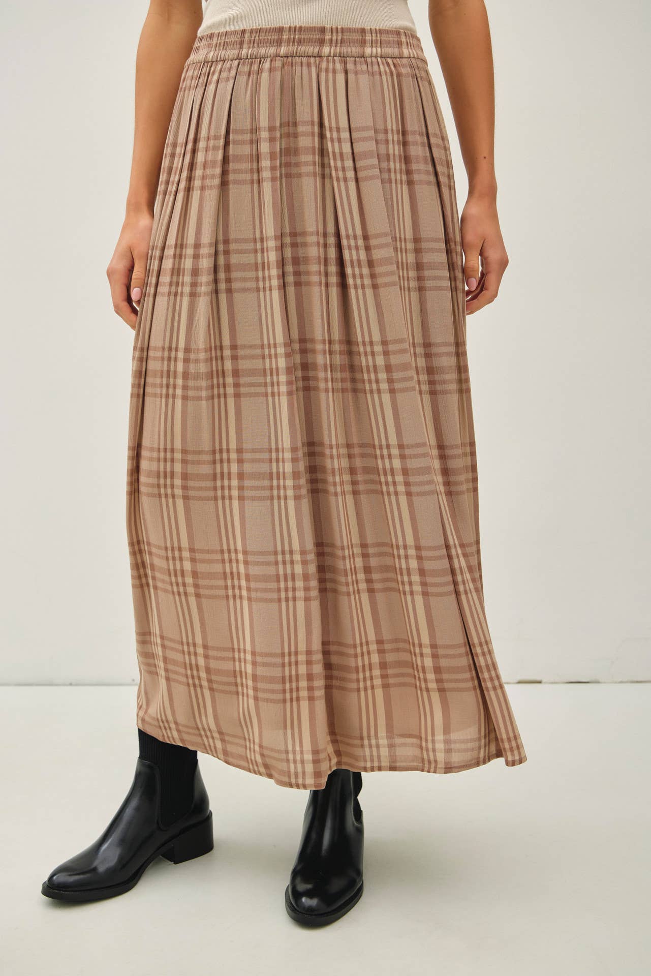 Be Cool - Wholesale Skirt - Women's - PLAID PRINTED PLEATS MIDI SKIRT 7