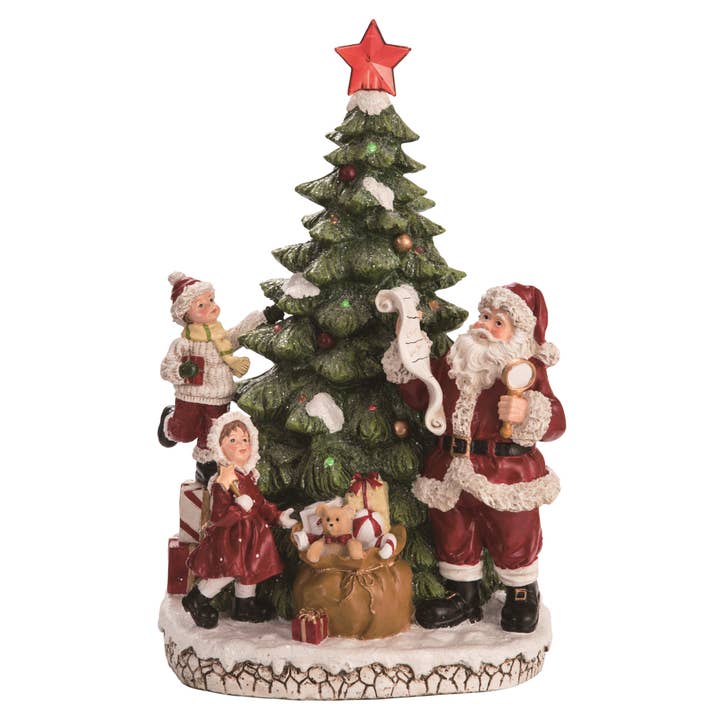 Transpac - Wholesale Christmas Decoration - CLOSEOUT Christmas Resin Light Up Tree w/Santa