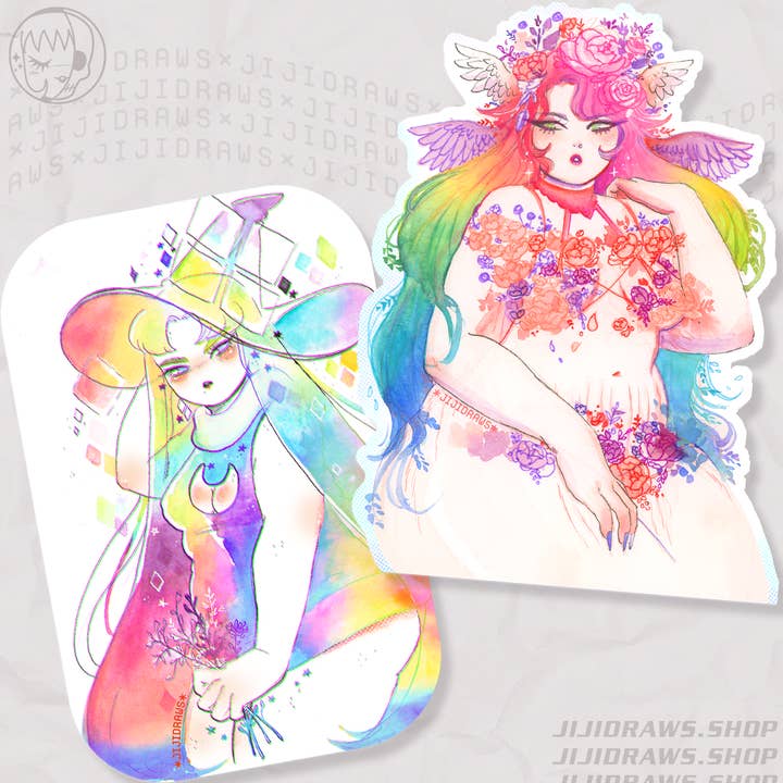 Pegatina//Set Gaia & Arcoiris para venta al por mayor de JIJI KNIGHT ILLUSTRATIONS