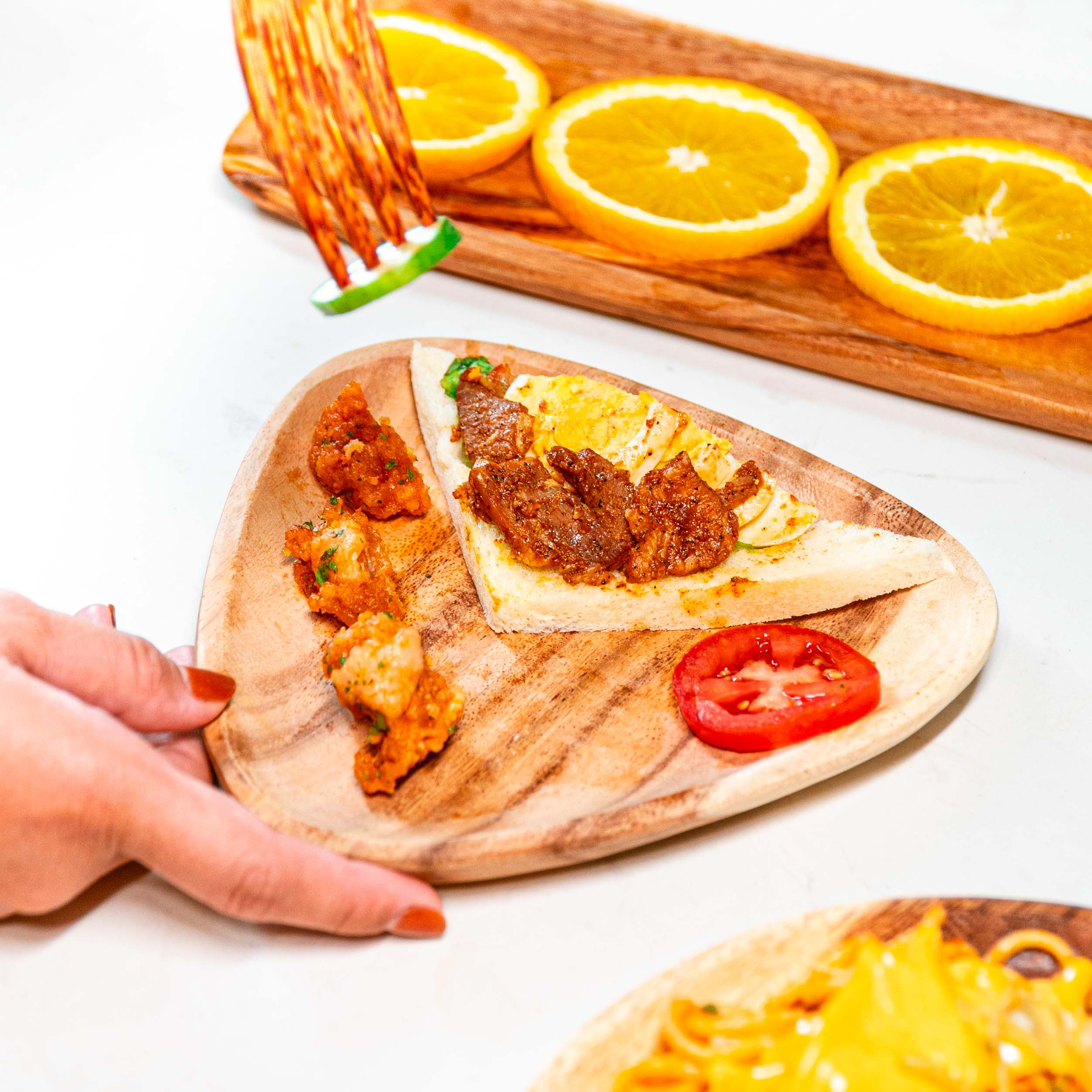 Rainforest Bowls – wholesale Dinner plate – Triangle Acacia Wood Plate4