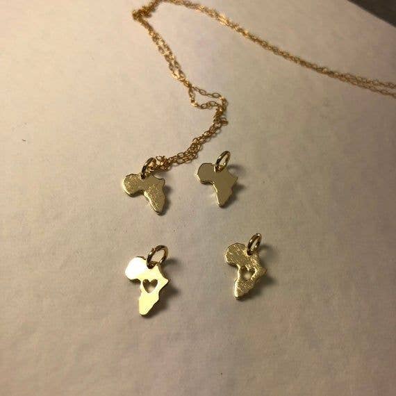 AfricanDreamland - Vente Colliers à pendentif - Collier Carte d’Afrique en or3