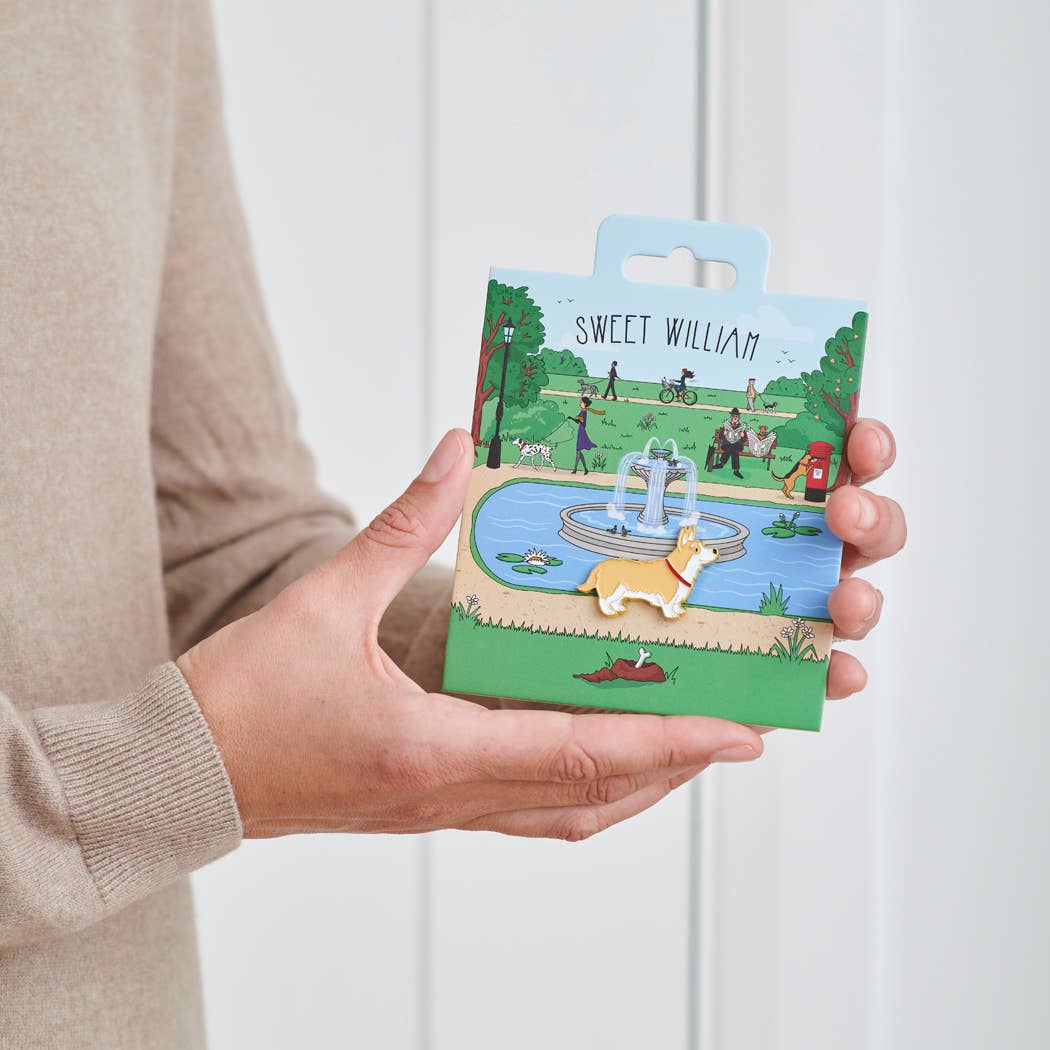 Sweet William Designs - Vendita all'ingrosso Spilla da bavero - Spilla per cane in smalto placcato oro a forma di Corgi