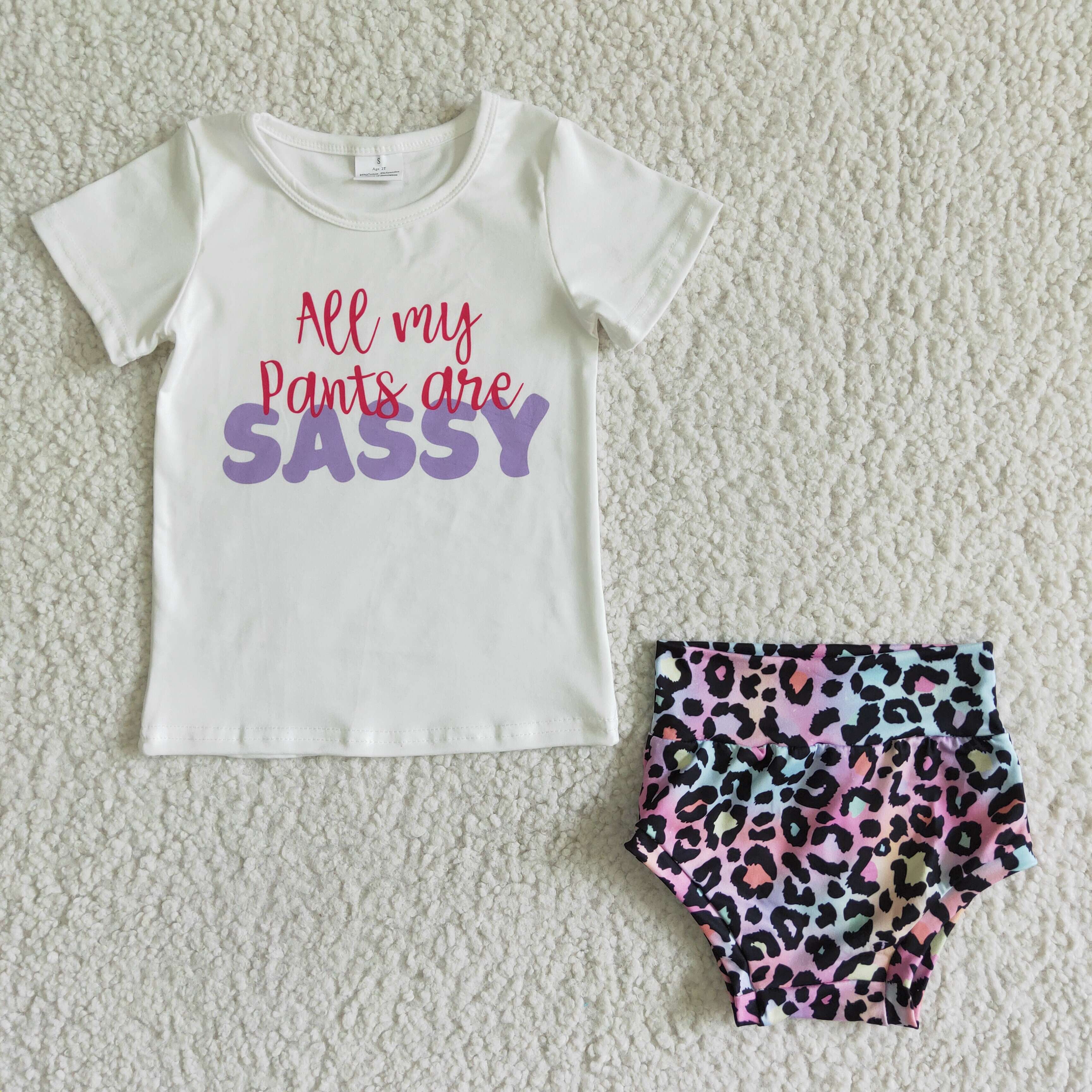 Yawoo Garments - Wholesale Clothing Set - Baby - All my pants are sassy shirt leopard bummies baby outfits1