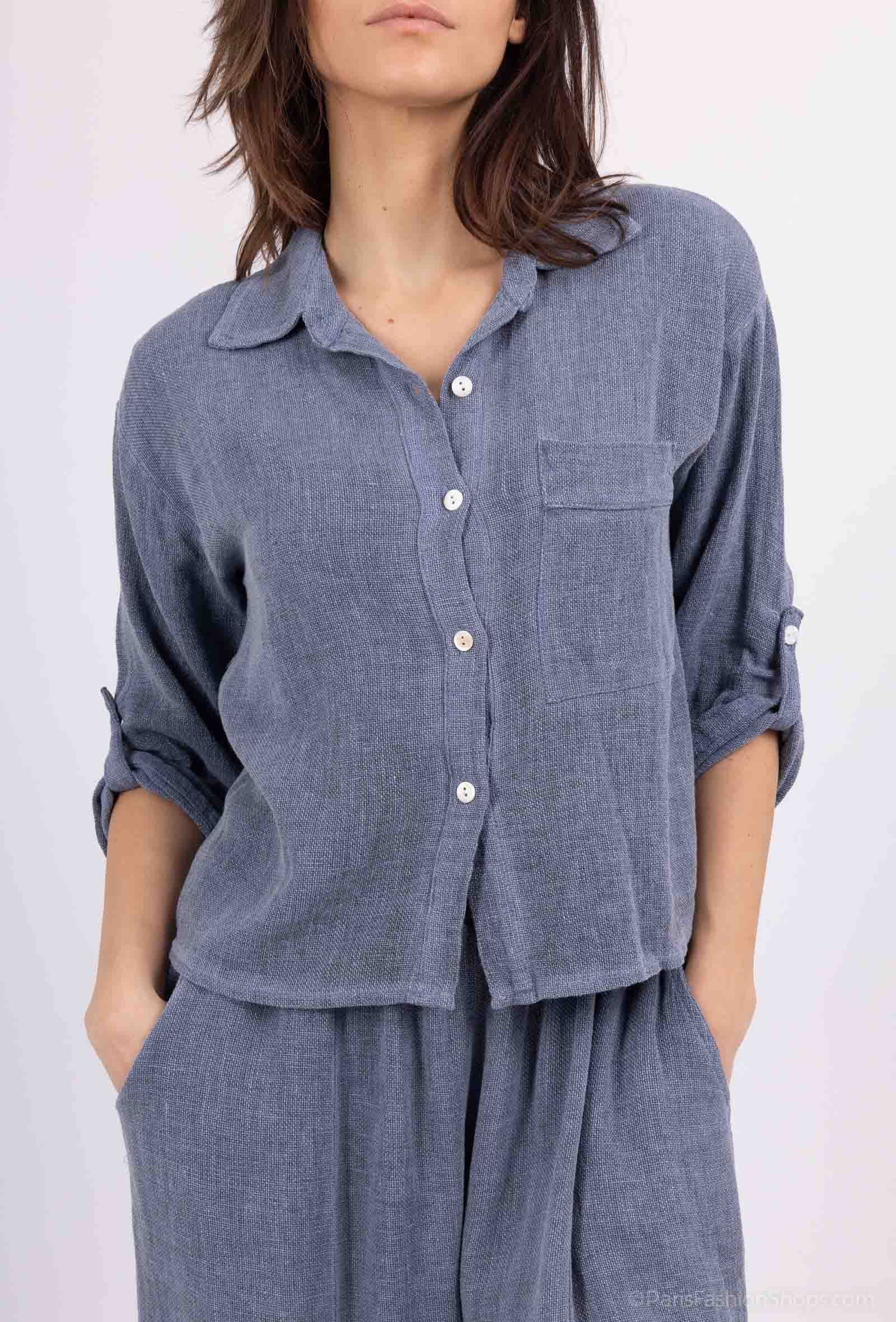 Shyloh - Wholesale Button Down Shirt - Women's - Linen cotton top 157825