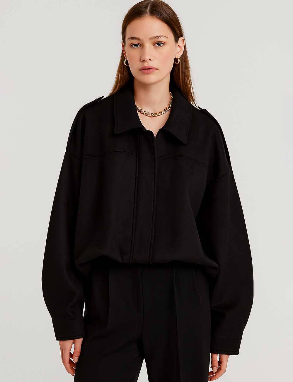 Sweetkama - Wholesale Bomber Jacket - Women's - Ladies Faux Suede Bomber Jacket Shirt Collar Zip-Up Coat11