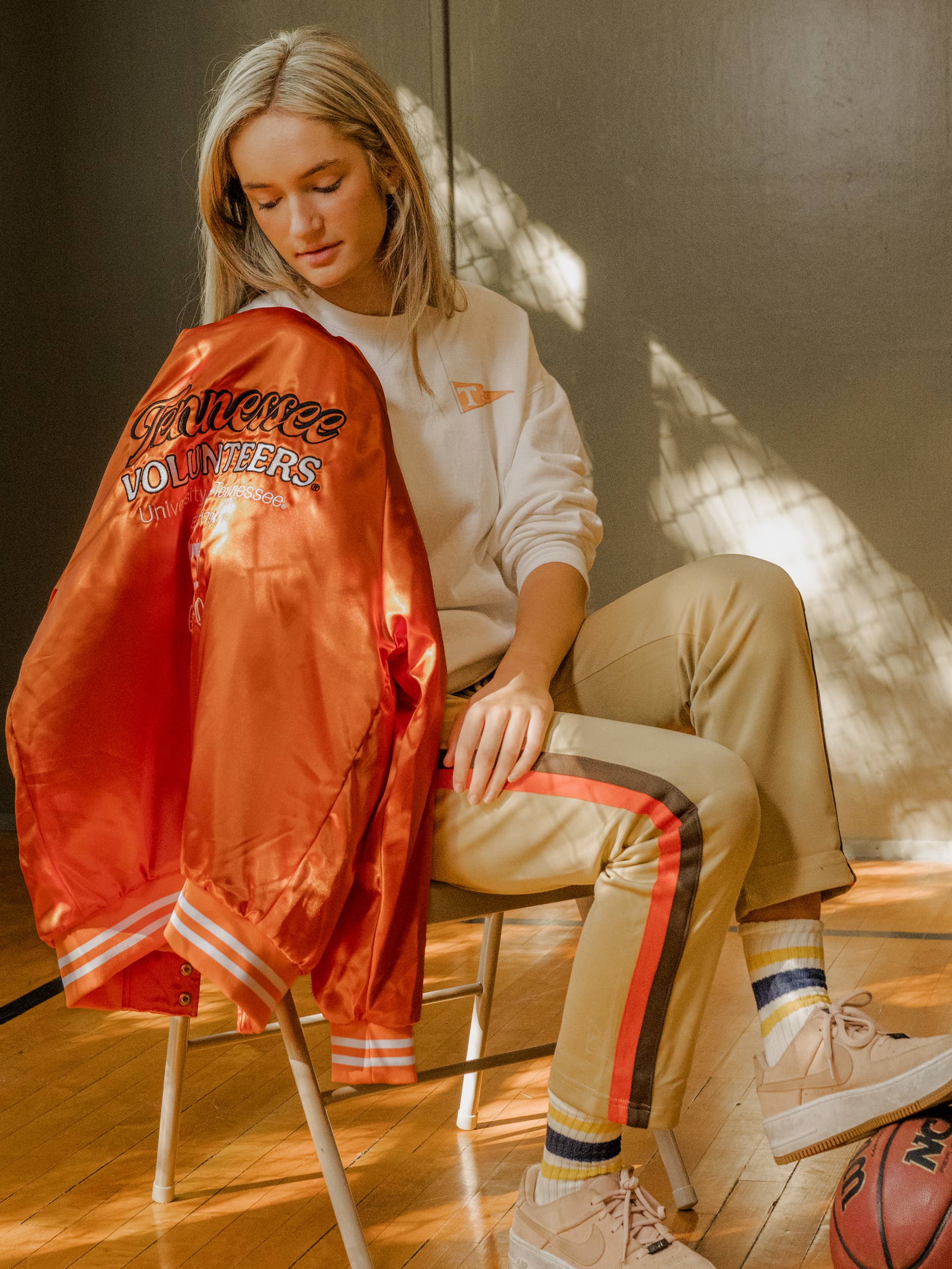 LivyLu - Wholesale Varsity/Baseball Jacket - Women's - Tennessee Vols Orange Embroidered Satin Jacket6