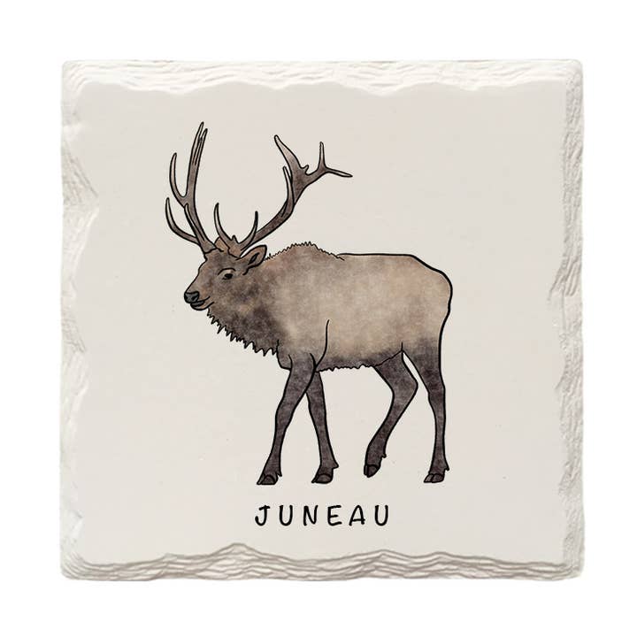 Customizable Elk | Hand-Drawn | Drink Coaster for wholesale by The Doodle Brand