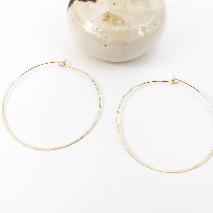 Large Plain Hoops - 14k gold fill, rose gold or silver for wholesale by Totinette bijoux