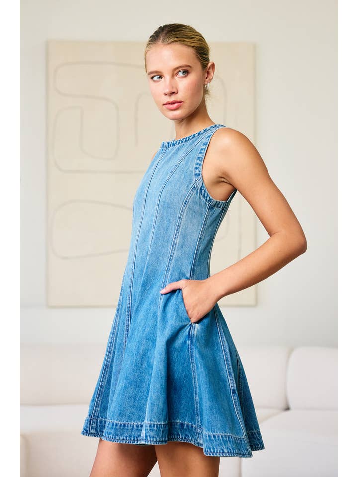 Denim Circle Mini Dress - RD1197 for wholesale on Faire1