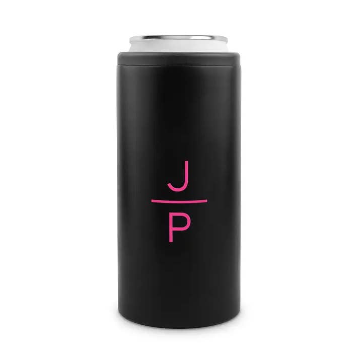 Slim Can Cooler for 12 oz. Cans - Stacked Monogram for wholesale by Weddingstar Inc.