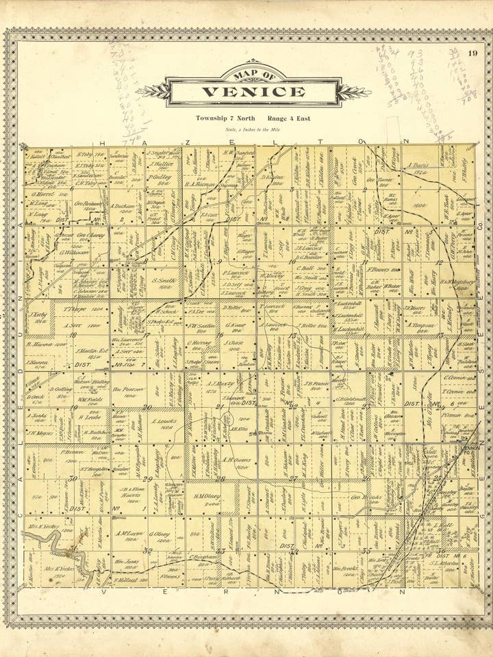 Map of Venice from Illustrated Atlas of Shiawassee County, Michigan 1895 for wholesale by Relic Map Co.