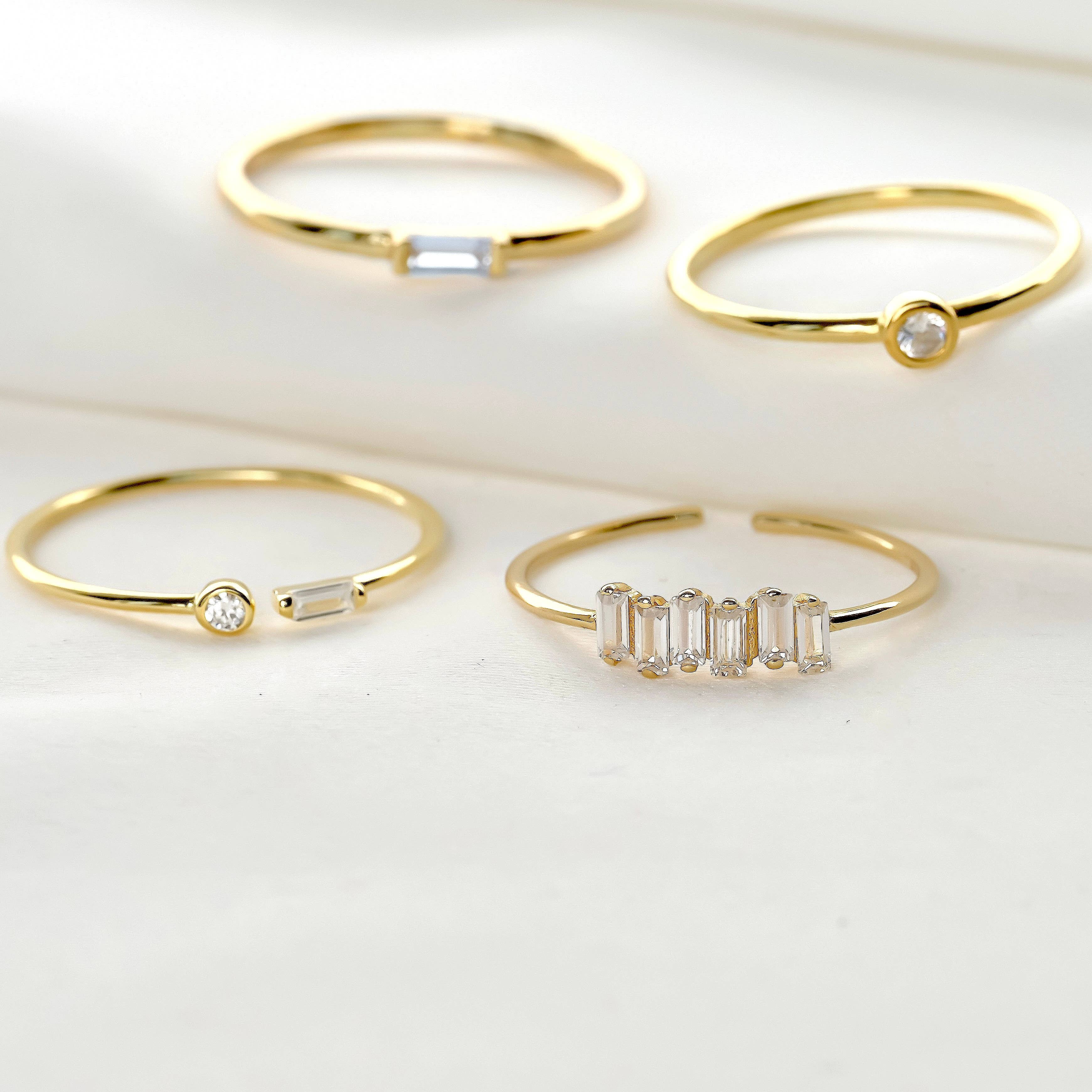 Blueyejewelry - Vente Anneau/bague à empiler - Bagues en argent 925 et diamants - Bague avec lunette - Bague baguette4