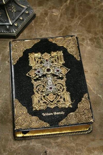 DeMartineau - Wholesale Religion - Jeweled KJV Bible with Amethyst Crystals & Brass Accents1